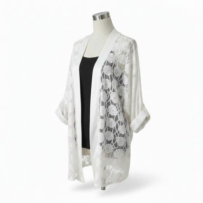 Kimono court en dentelle élasthanne