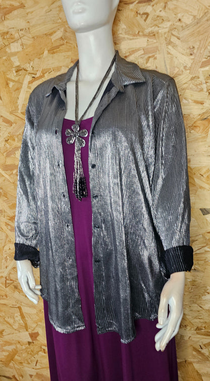 Chemise argent aspect gaufré