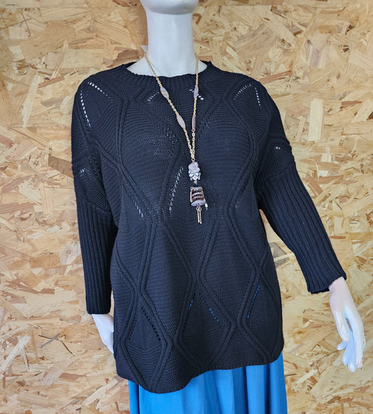 Pull tissage inspiration losanges