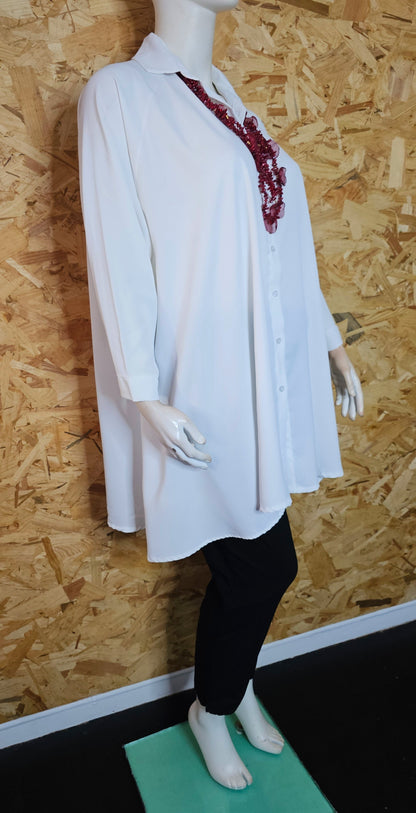 Longue chemise évasée, satinée mat