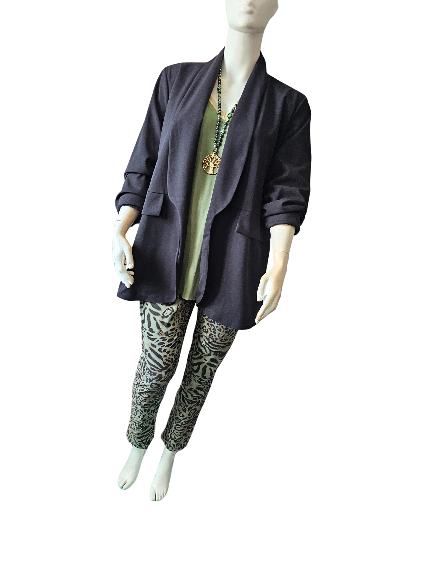 Pantalon léopard kaki ultra stretch
