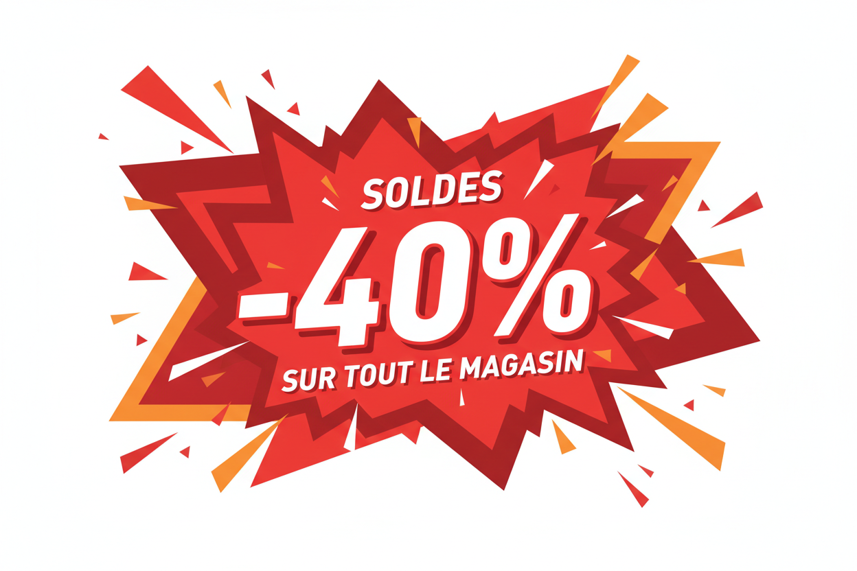 Bannière soldes -40% sur tout le magasin
