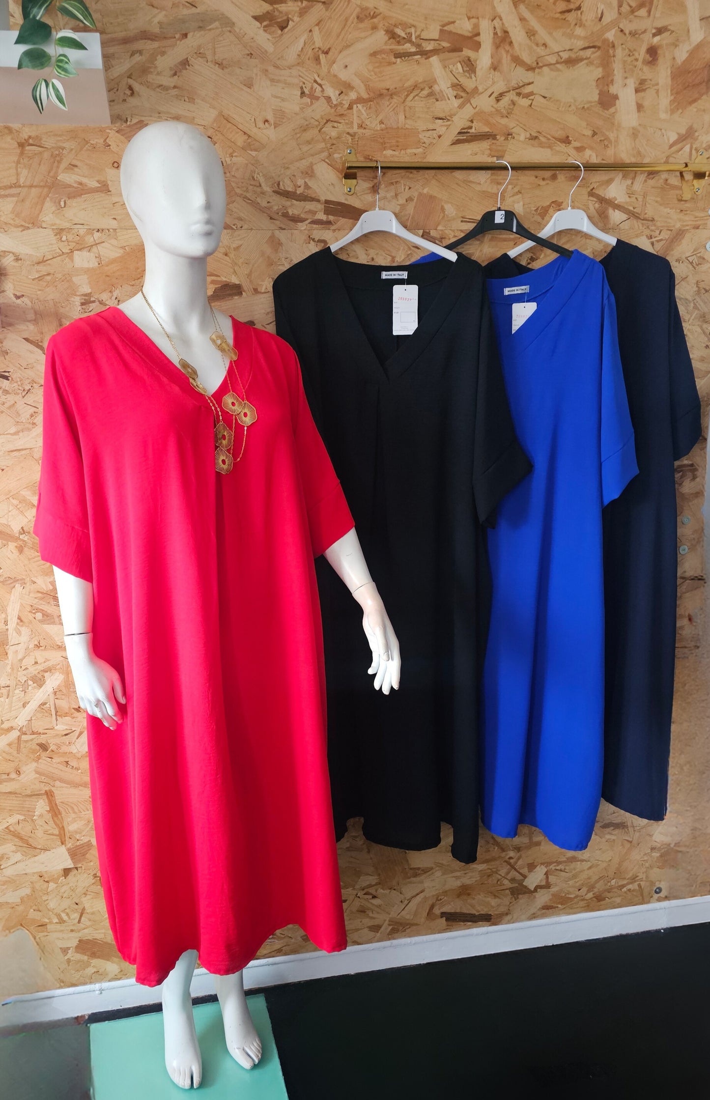 Robe ample col V crêpe de viscose
