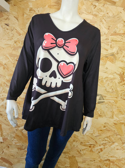Teeshirt trapèze calavera, manches longues
