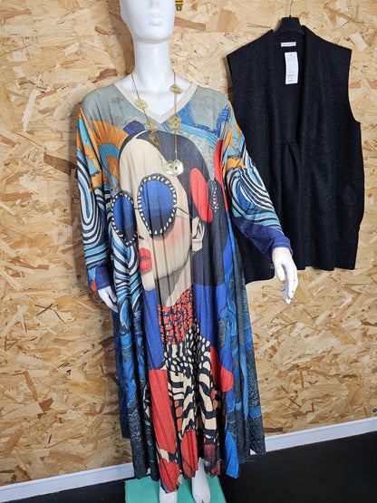 Robe longue plissée évasée, "portrait femme"