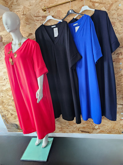 Robe ample col V crêpe de viscose