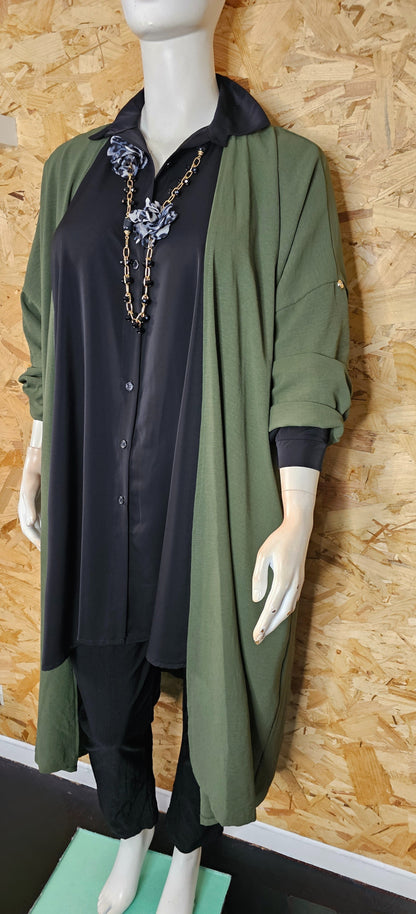 Veste droite,  fluide et longue inspiration kimono