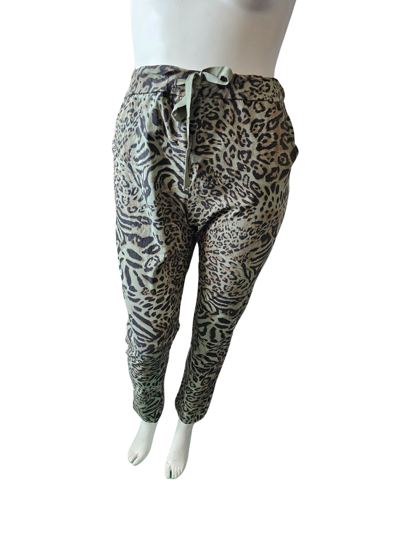 Pantalon léopard kaki ultra stretch