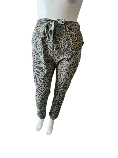 Pantalon léopard kaki ultra stretch