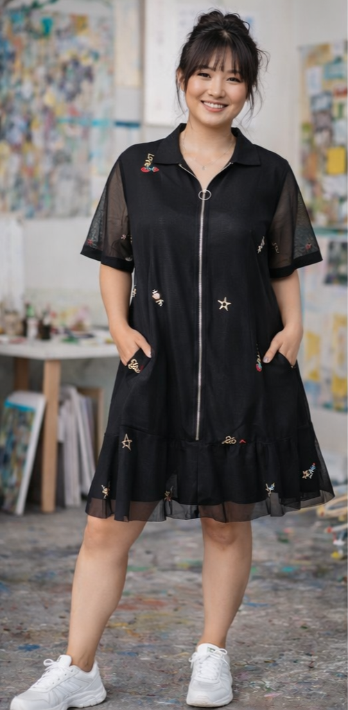 Robe en résille brodée et doublée