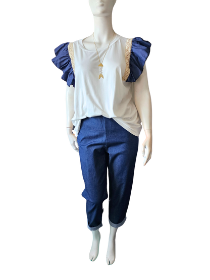 Teeshirt manches froufrous en jean