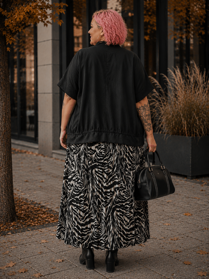 Robe plissée évasée à motifs