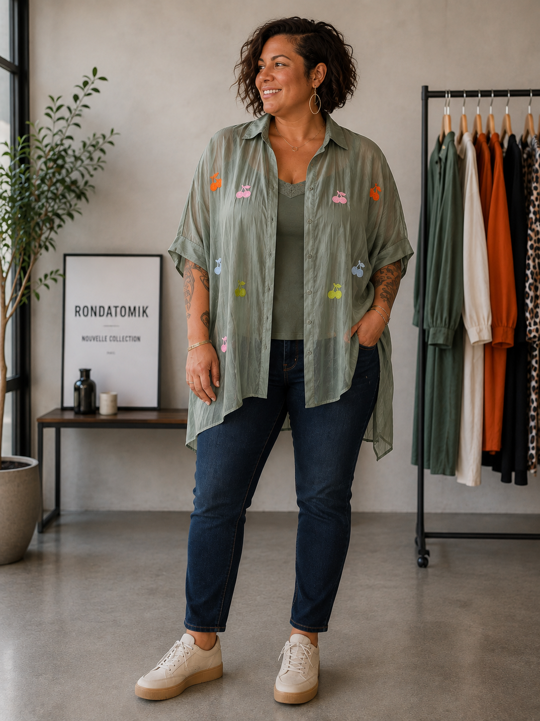 Chemise ou surchemise cerises ou coeurs