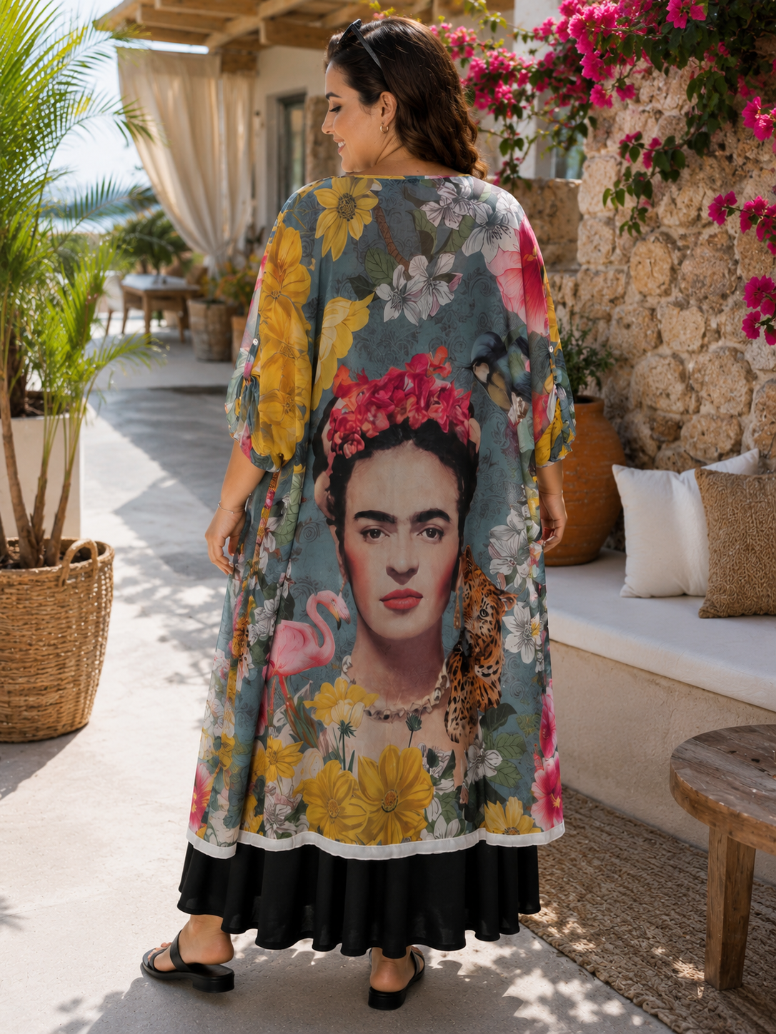Kimono de mousseline imprimée