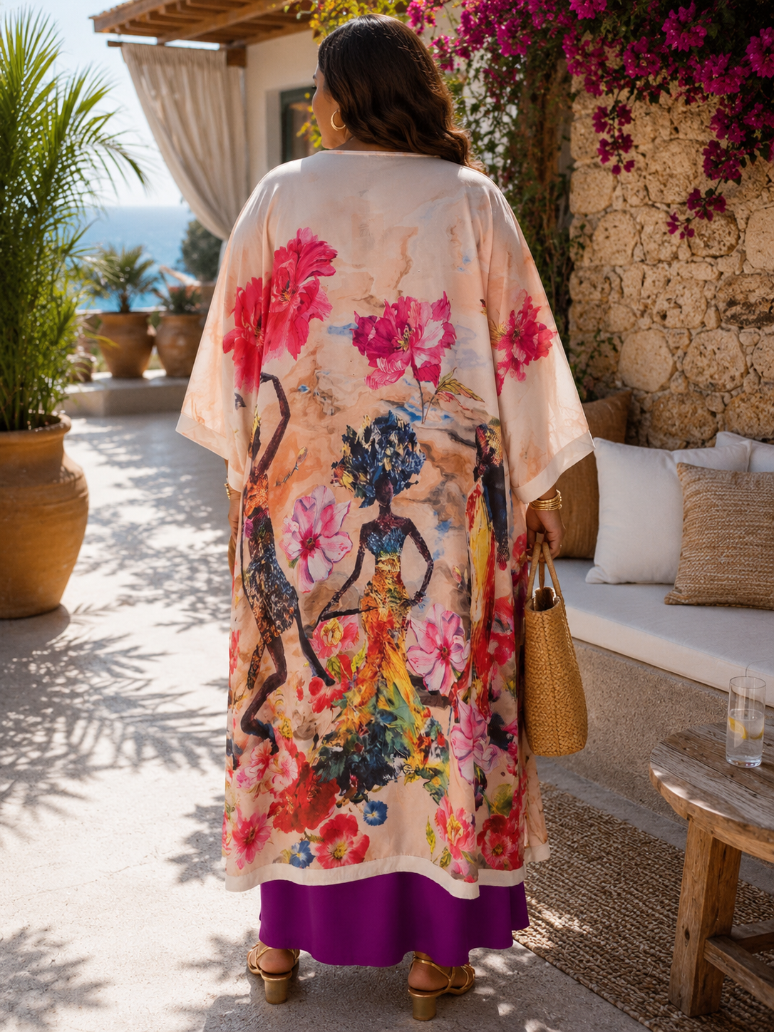 Kimono de mousseline imprimée