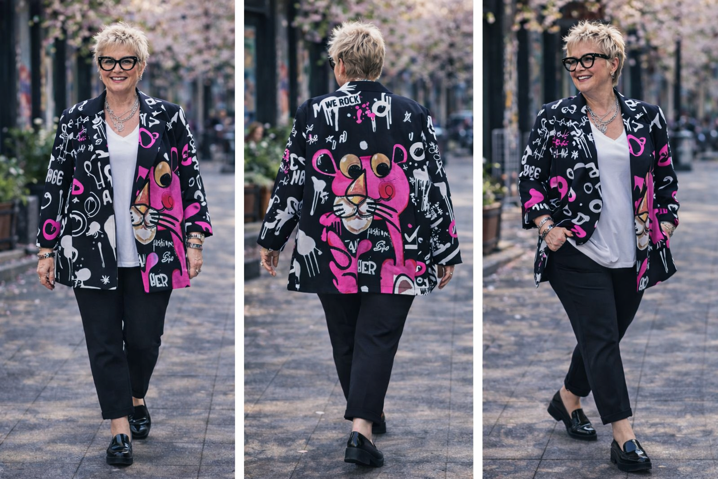 Veste tailleur panthère rose