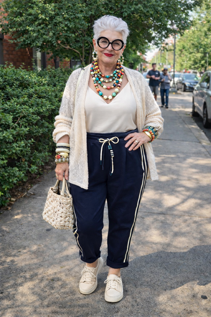 Pantalon milano ,2 bandes crème sur les côté