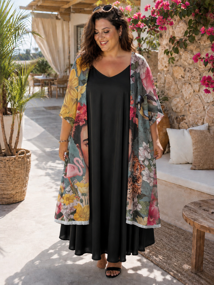 Kimono de mousseline imprimée