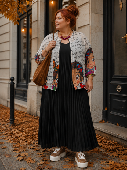 Veste motif fillette en crèpe de mousseline