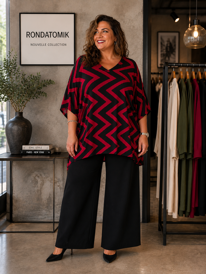 Tunique oversize motifs zig-zag
