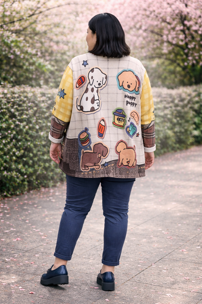 Gilet velouté motifs petits cabots