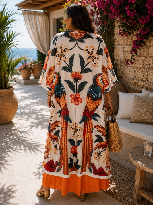 Kimono de mousseline imprimée