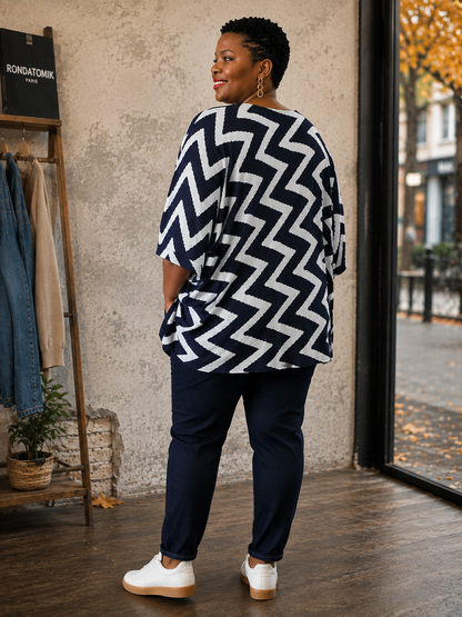 Tunique oversize motifs zig-zag
