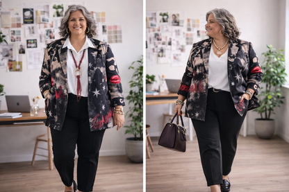 Veste tailleur noire , motifs ourson