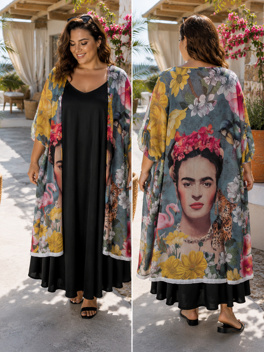 Kimono de mousseline imprimée