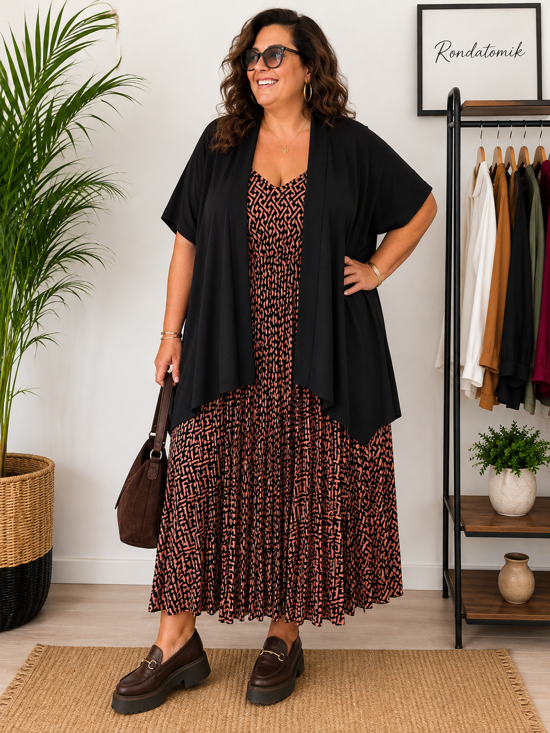 Robe plissée évasée à motifs
