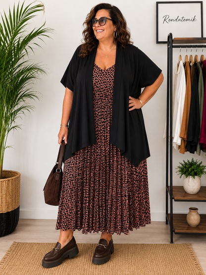 Robe plissée évasée à motifs