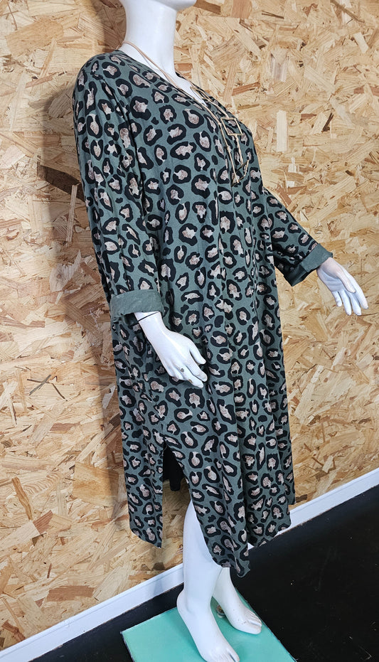 Robe sweat imprimé léopard