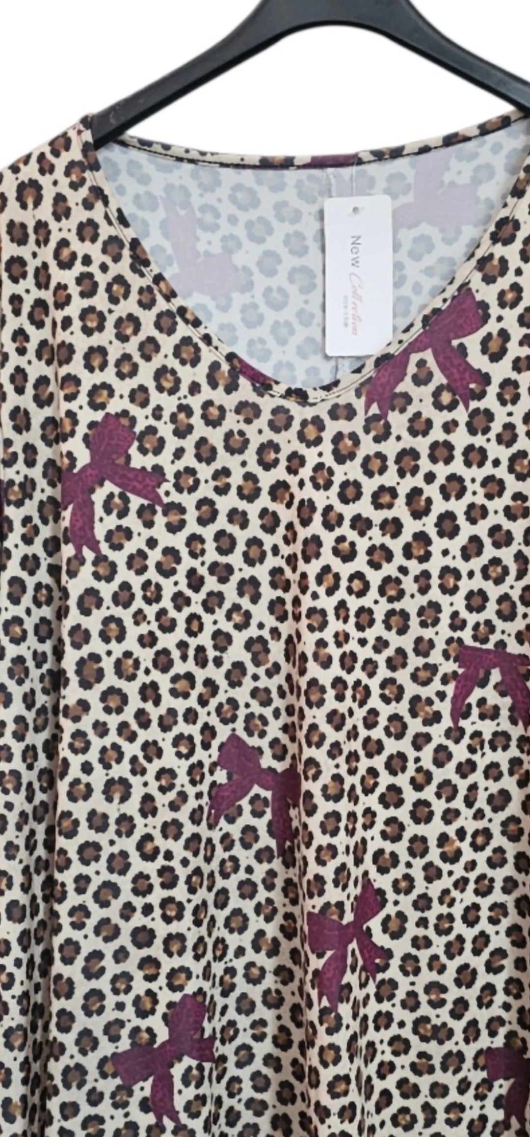 Tunique évasée  motifs léopard et petits nœuds