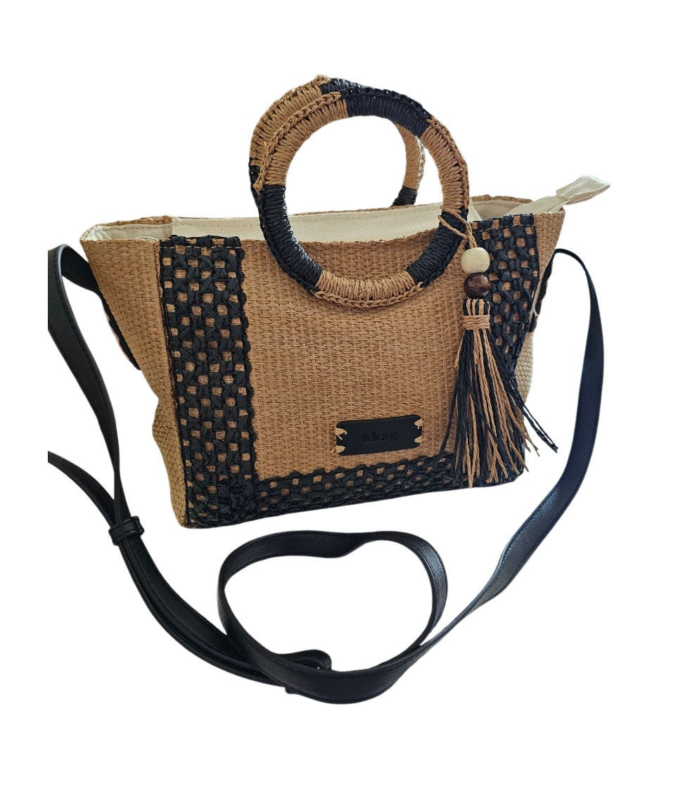 Sac rafia bicolore anses rondes