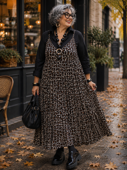 Robe plissée évasée à motifs
