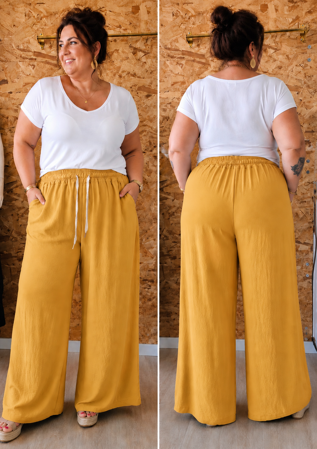 Pantalon palazzo crêpe de viscose