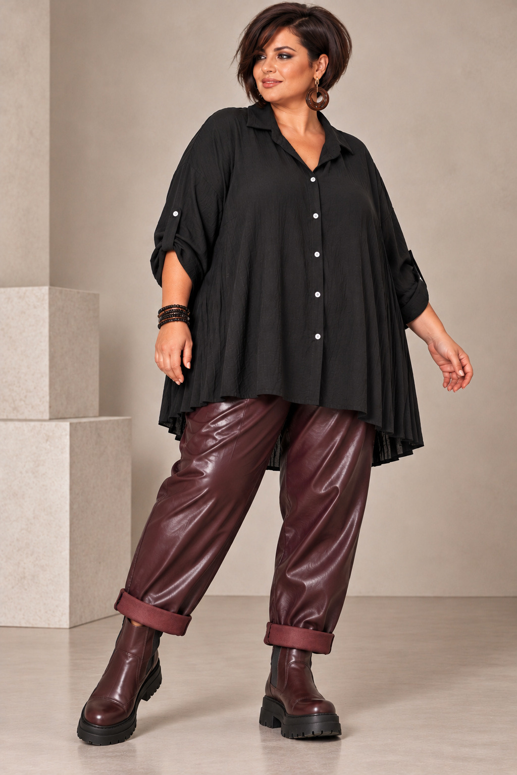 Pantalon simili cuir coupe Mom ou Carotte
