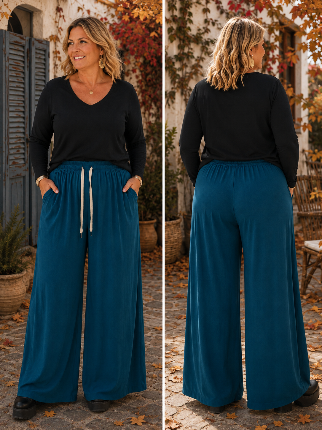 Pantalon palazzo crêpe de viscose