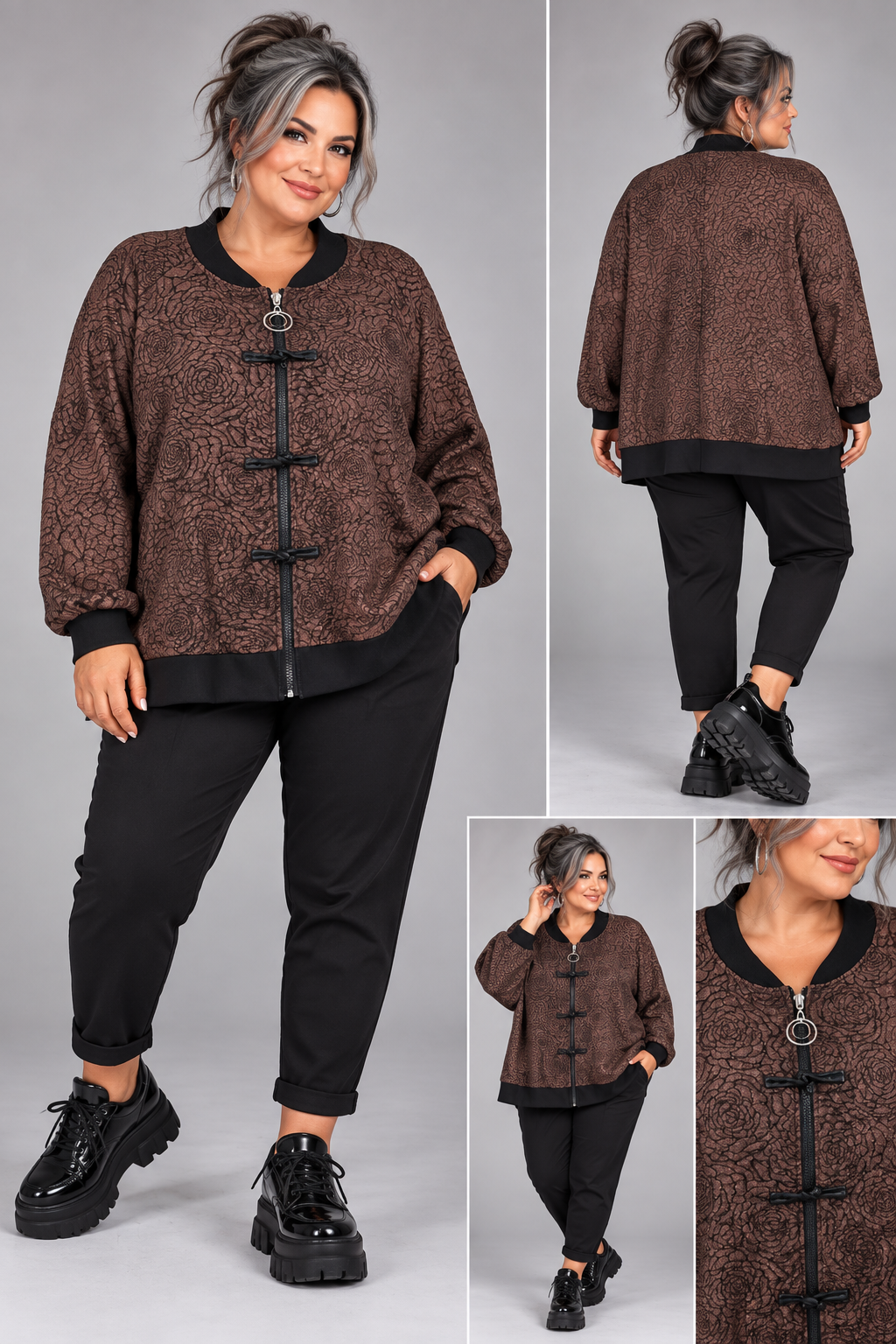 Bombers satin reliefs floraux