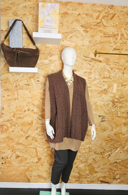 Gilet sans manches touché "laine bouillie"