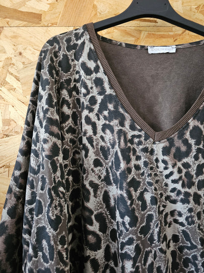Sweat tee-shirt imprimé léopard chocolat