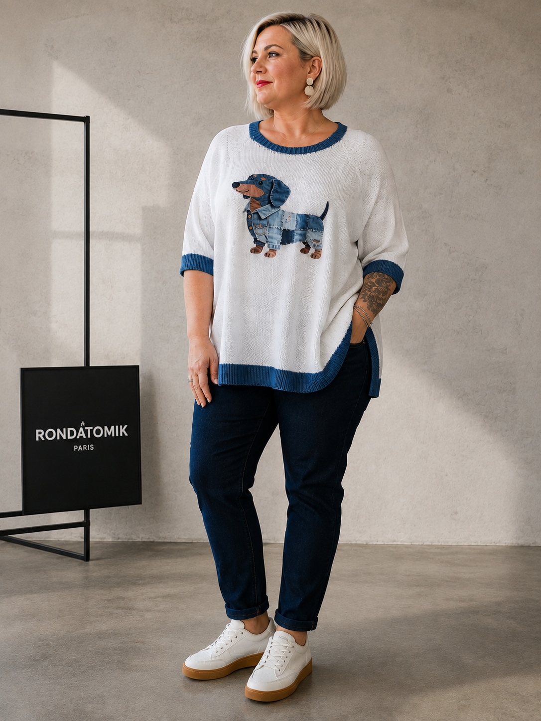 Pull teckel jean maille ajourée