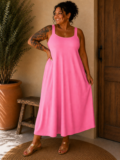 Robe maille côtelée à bretelles