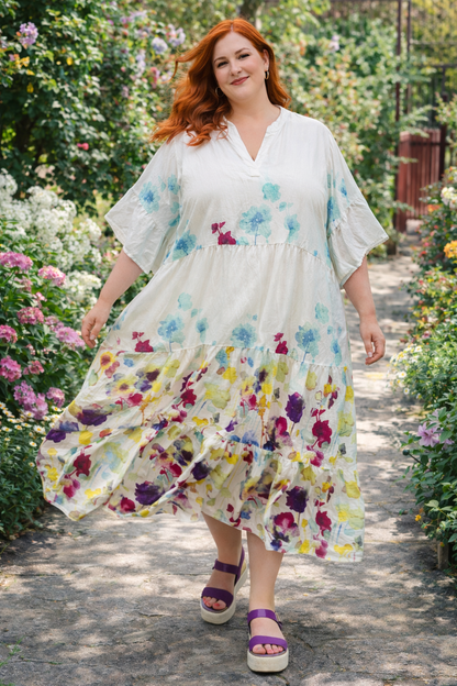 Robe bohème fleurie aquarelle
