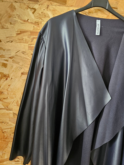 Veste simili cuir souple, col châle