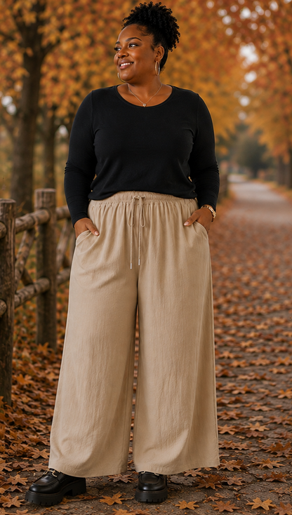 Pantalon palazzo crêpe de viscose