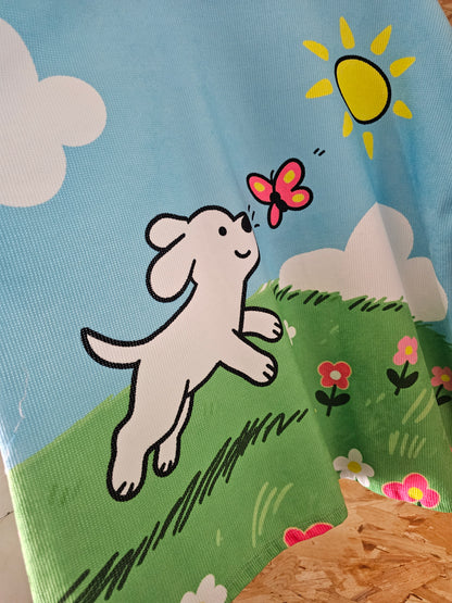 Pull scène printanière et toutou