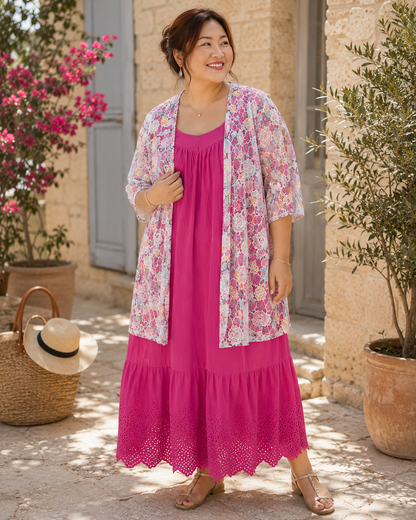 Veste kimono de dentelle colorée