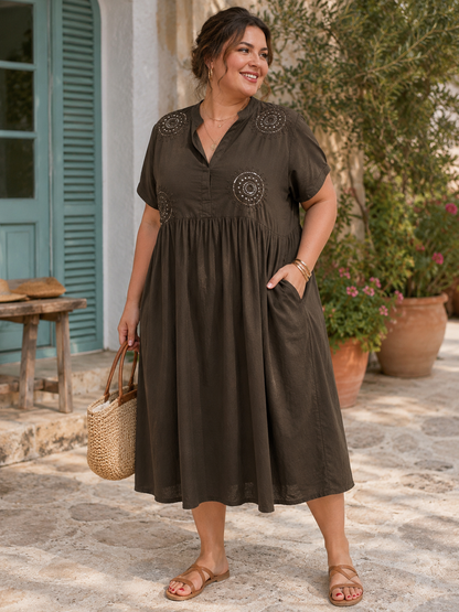 Robe coton broderies mandalas