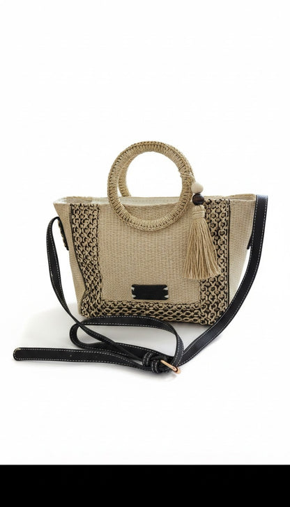 Sac rafia bicolore anses rondes